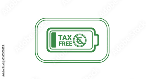 Tax free icon, battery with euro symbol