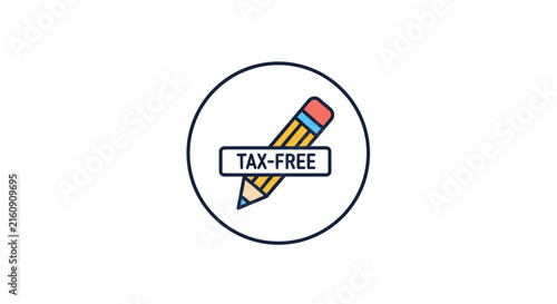 Tax free icon with pencil
