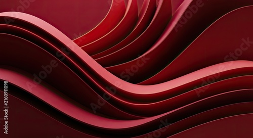 Abstract Red Waves Flowing Background Design.