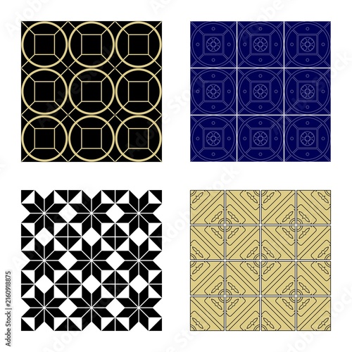 Cuadro en lienzo Historic Vienna Floor Tile Patterns Around 1900 Vector Set