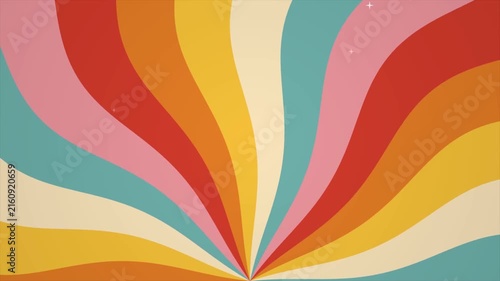 Retro Sunburst Colorful Motion Background with Stars