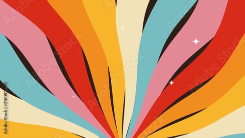 Retro 70s Colorful Sun Rays Motion Background
