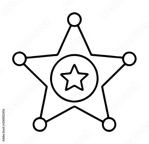 Фотография Professional minimalist black and white vector icon illustration of a sheriff or bailiff star badge with circular tips and a central star emblem, representing law enforcement, justice, and authority