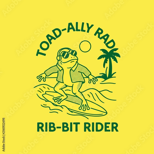 Photography Toad Ally Rad Rib Bit Rider Surfing Frog Graphic Design.