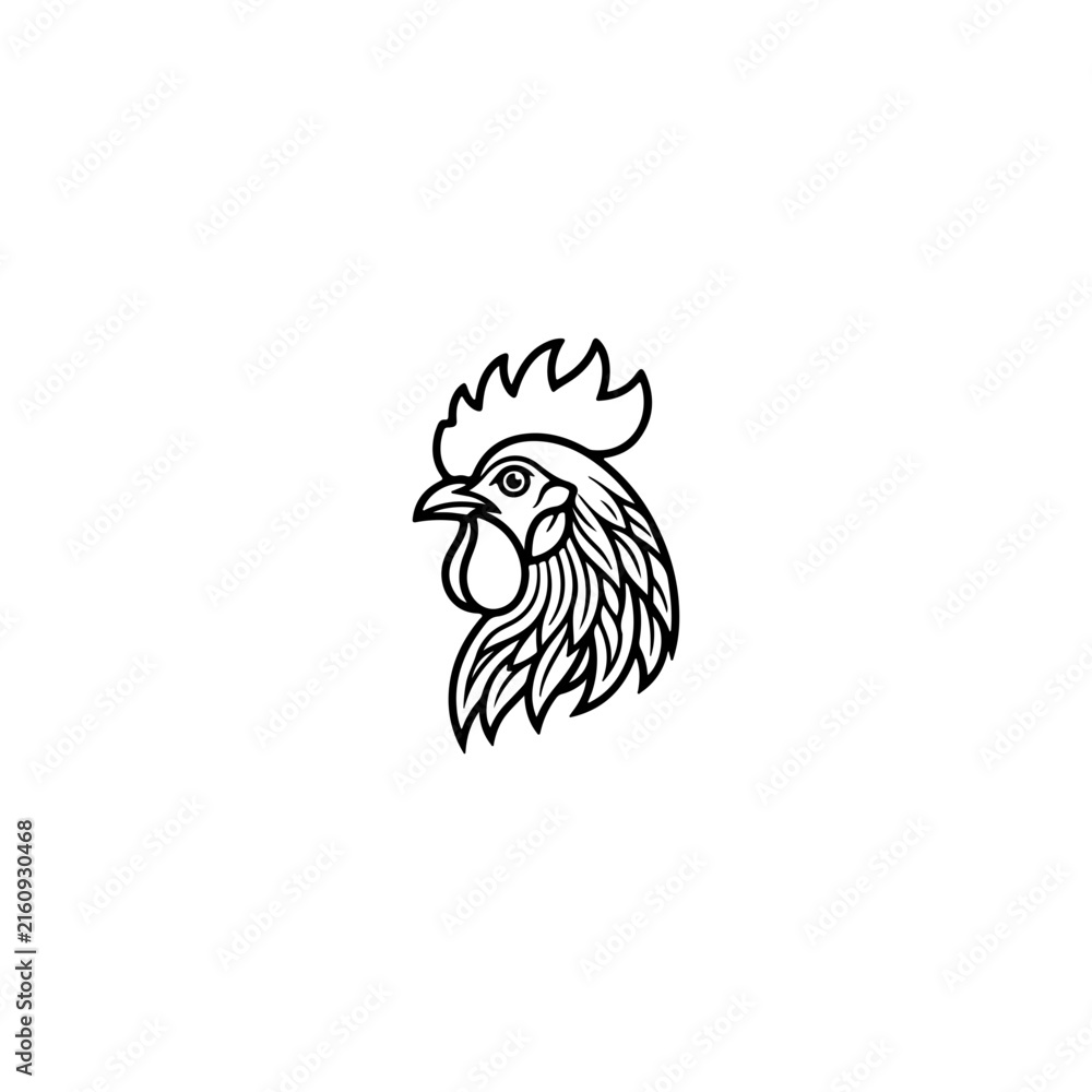 Fototapeta premium Rooster illustration with stylized feathers and comb
