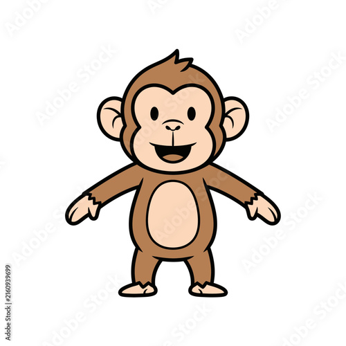 Photography Cute cartoon monkey standing with arms open.