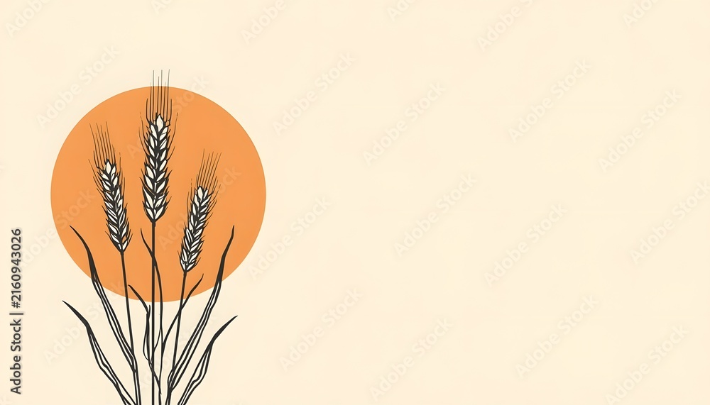 Fototapeta premium A wide horizontal 2D vector graphic illustration of late summer harves
