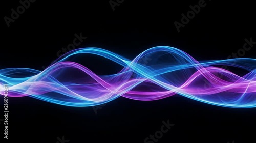 Flowing Neon Waves with Copy Space During Dark Ambient Background Motion Graphic