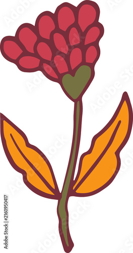 Autumn hand drawn red berries with sage green and yellow botany design, Botanical no background