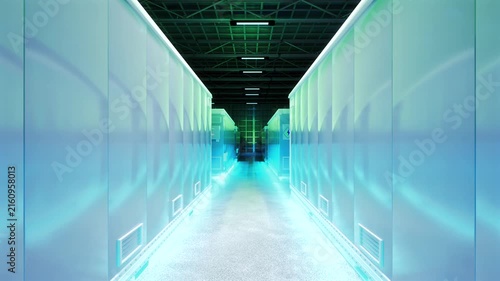 3d rendering amount of energy storage systems or battery container units in factory with neon light 4k footage