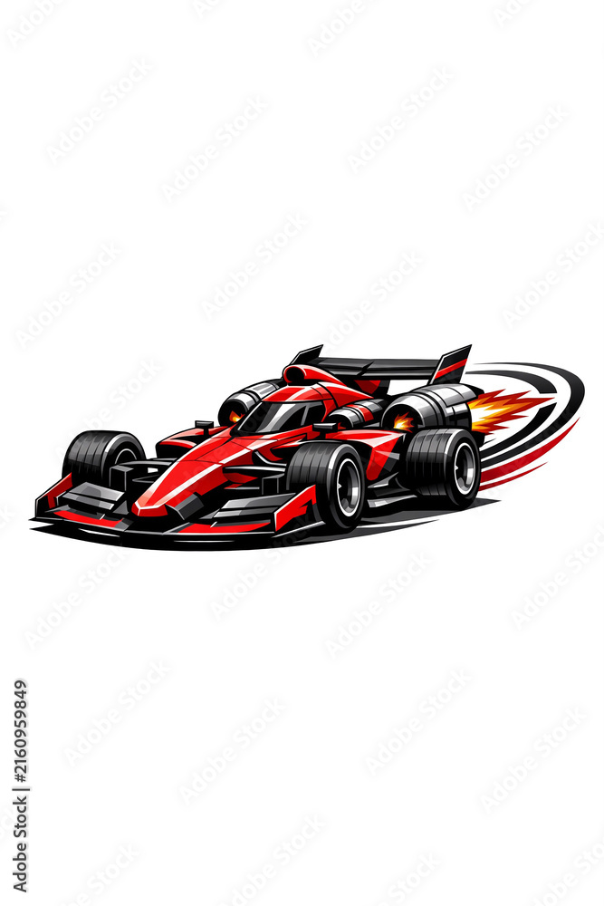Obraz premium Vivid red Formula One race car, symbolizing speed and power in the world of motor sport.