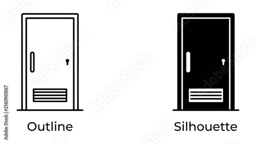 фотографія Doorway Outline and Silhouette: A stark visual comparison of a doorway, presented in both a clean outline and a bold silhouette, symbolizing choice and different perspectives