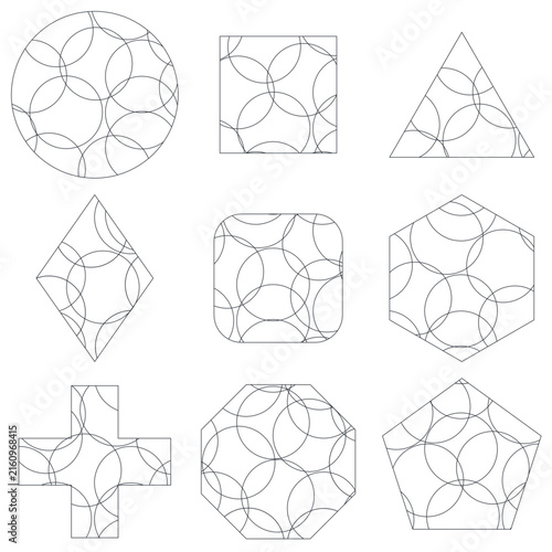 Geometric Social Media Story Button Frames with Circle Pattern Vector Set