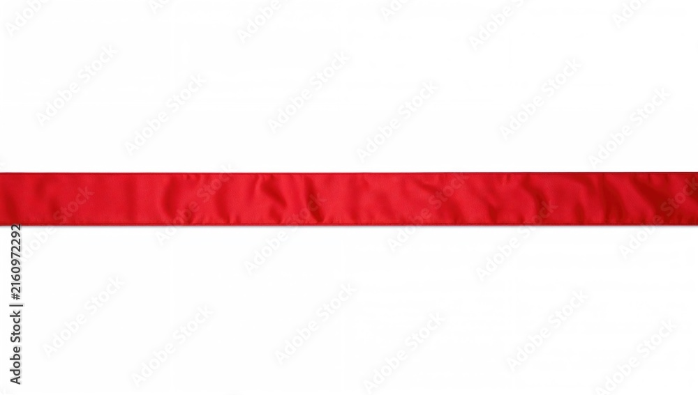 Fototapeta premium Red Satin Ribbon Isolated on White with Smooth Texture