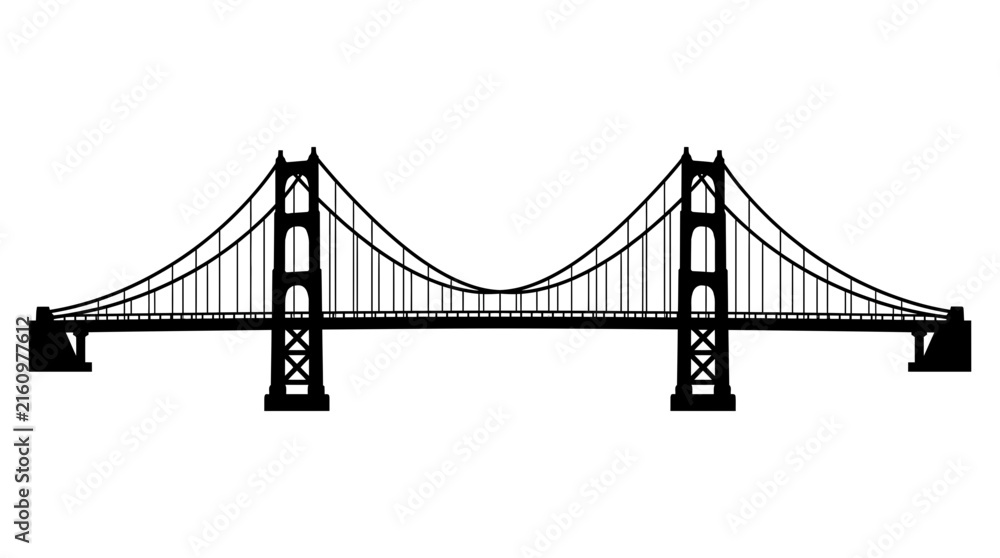 Fototapeta premium Golden Gate bridge depiction in black silhouette