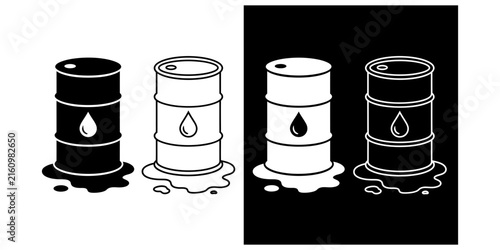 Oil barrel icon set vector illustration graphic design symbol silhouette outline collection with illustration