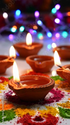 Traditional clay diya lamps for diwali festival