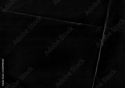 Dark Black Grunge Creased Scratched Distressed Paper Texture - Grainy Grain Noisy Noise Gritty Folded Paper Overlay Template Background