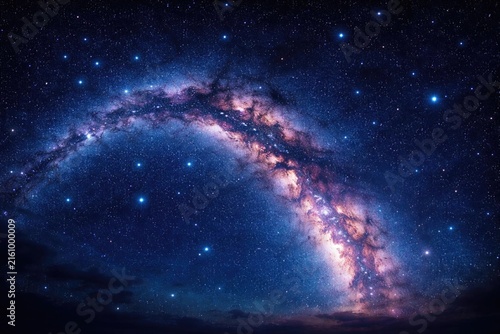 Vibrant Galaxy Arc in a Starry Night Sky
