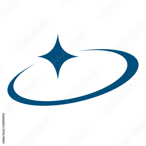 Blue Elliptical Orbit Ring with Small Four Pointed Star