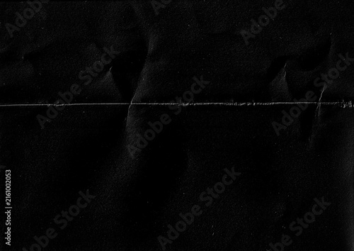 Dark Black Grunge Creased Scratched Distressed Paper Texture - Grainy Grain Noisy Noise Gritty Folded Paper Overlay Template Background