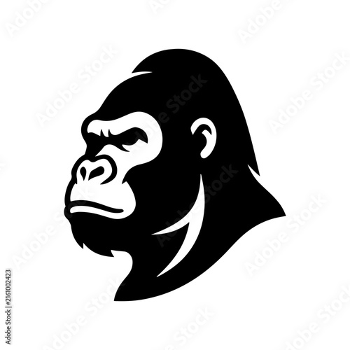 Powerful Gorilla Head Profile Vector Illustration Logo Mascot Isolated on White Background
