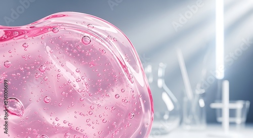 Pink Soap Bubbles Laboratory Setting.