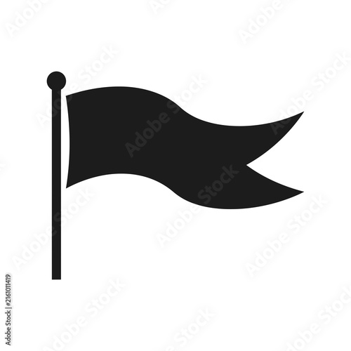 Obraz na plátne Simple black flag icon on a pole representing a landmark or map marker for navig
