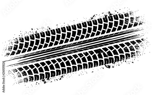 Canvastavla Grungy tire track print with black tread marks creates a dynamic automotive racing or off road effect