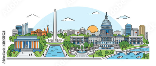 Washington DC Skyline Landmark Illustration