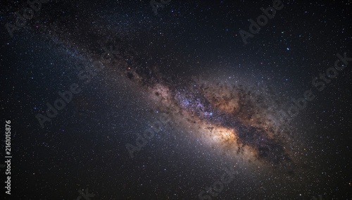 Galactic Spiral in Night Sky with Stars and Colorful Nebulae