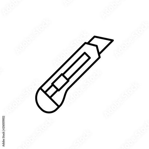 Clean line art icon of a box cutter utility knife for precision cutting.