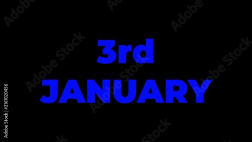 Animated Calendar Icon January 3rd Date Metallic Gold With Special Day Text Isolated On Black Background