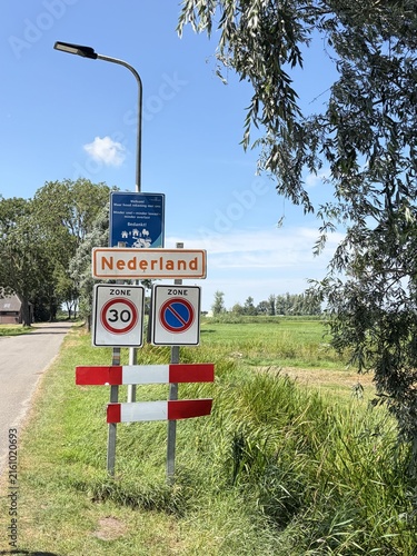 Nederland Village Entry Sign Friesland Netherlands