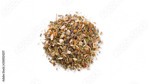 Dried Mixed Herbs Pile Isolated on White Background