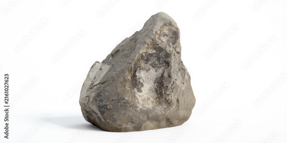 Fototapeta premium Rough Textured Rock Isolated on White Background