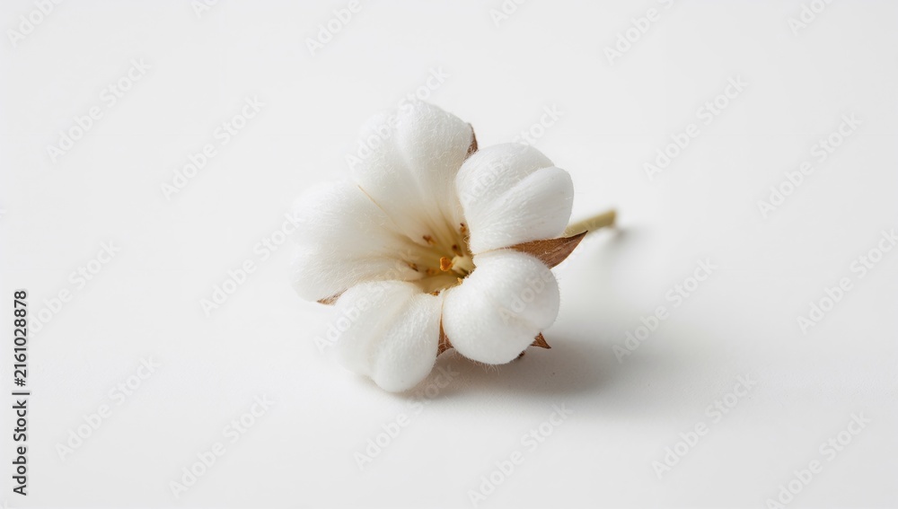 Fototapeta premium Cotton Flower Isolated on White with Soft Petals