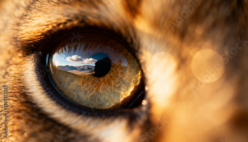 extreme closeup wild animal eye iris detail reflection pupil landscape for animal day