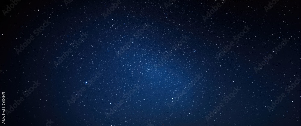 Fototapeta premium Starry Night Sky Wide Angle View with Dark Blue Background