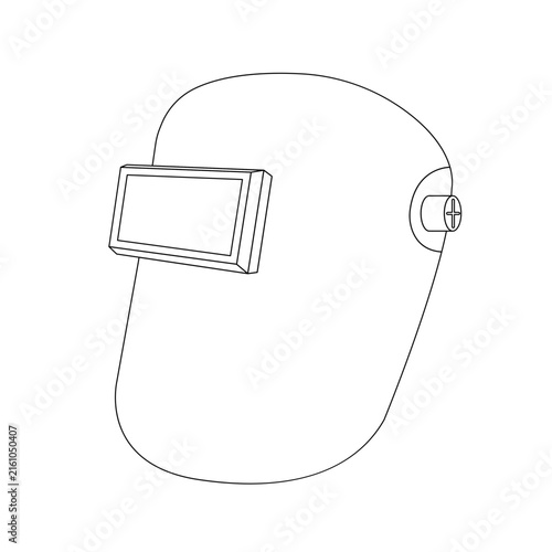Welding Helmet Outline Icon Illustration on White Background