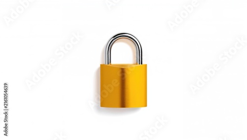 Yellow Padlock Isolated on White Background with Minimalist Style