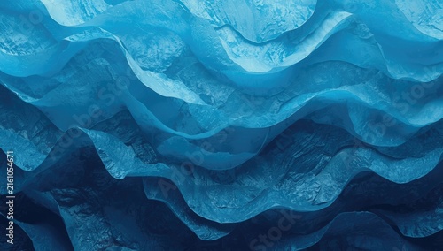 Abstract Blue Waves in Layered Textures with Cool Tones