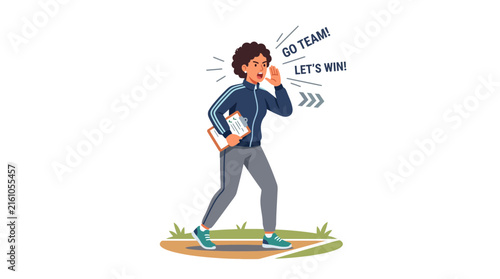 Coach Shouting Motivational Words on Transparent Background