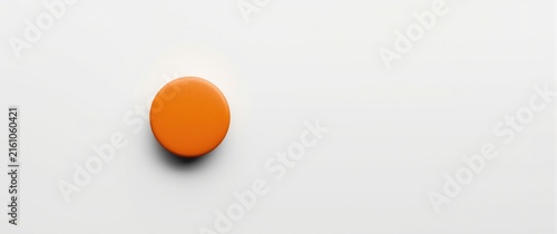 Orange Round Button Isolated on White Background - Minimalist Design, High Detail