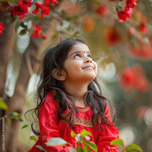 cute indian girl enjoying at park