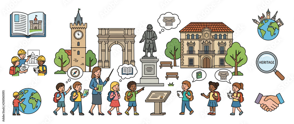 Fototapeta premium Children Learning Heritage Sites