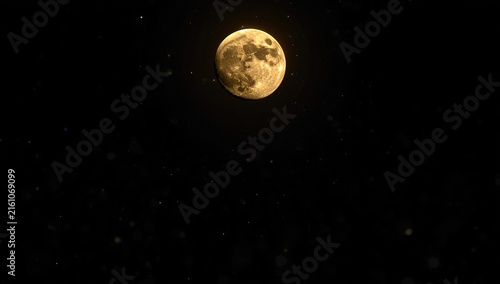 Full Moon Glowing in a Starry Night Sky