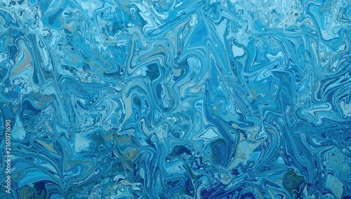 Abstract Blue Swirling Marble Texture with Fluid Motion and Depth