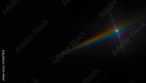 Colorful Light Spectrum Beam on Dark Background with Starburst Effect