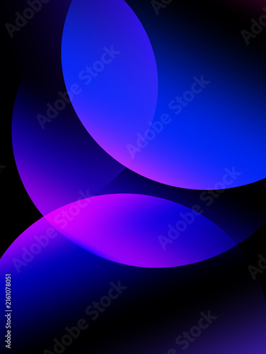 Abstract Neon Deep Blue and Purple Overlapping Circles Background